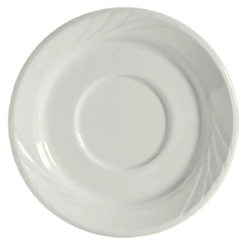 Tuxton YPE-054 5-1/2 Inch Round Saucer Porcelain Embossed Lead-Free Tuxton YPE-054 5-1/2 Inch Round Saucer Porcelain Embossed Lead-Free