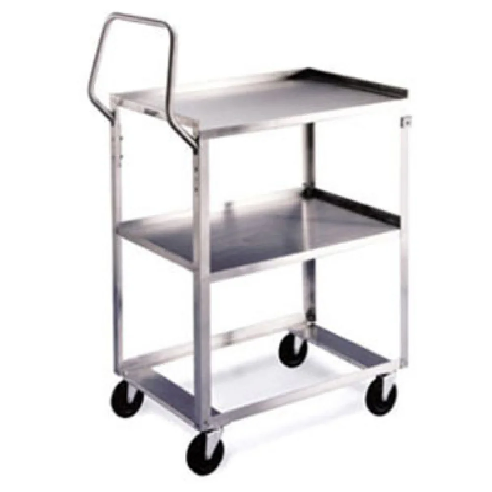 Lakeside 6610 31 Inch 2 Tier Open Base Utility Cart Stainless Steel with Vertical Handle Lakeside 6610 31 Inch 2 Tier Open Base Utility Cart Stainless Steel with Vertical Handle