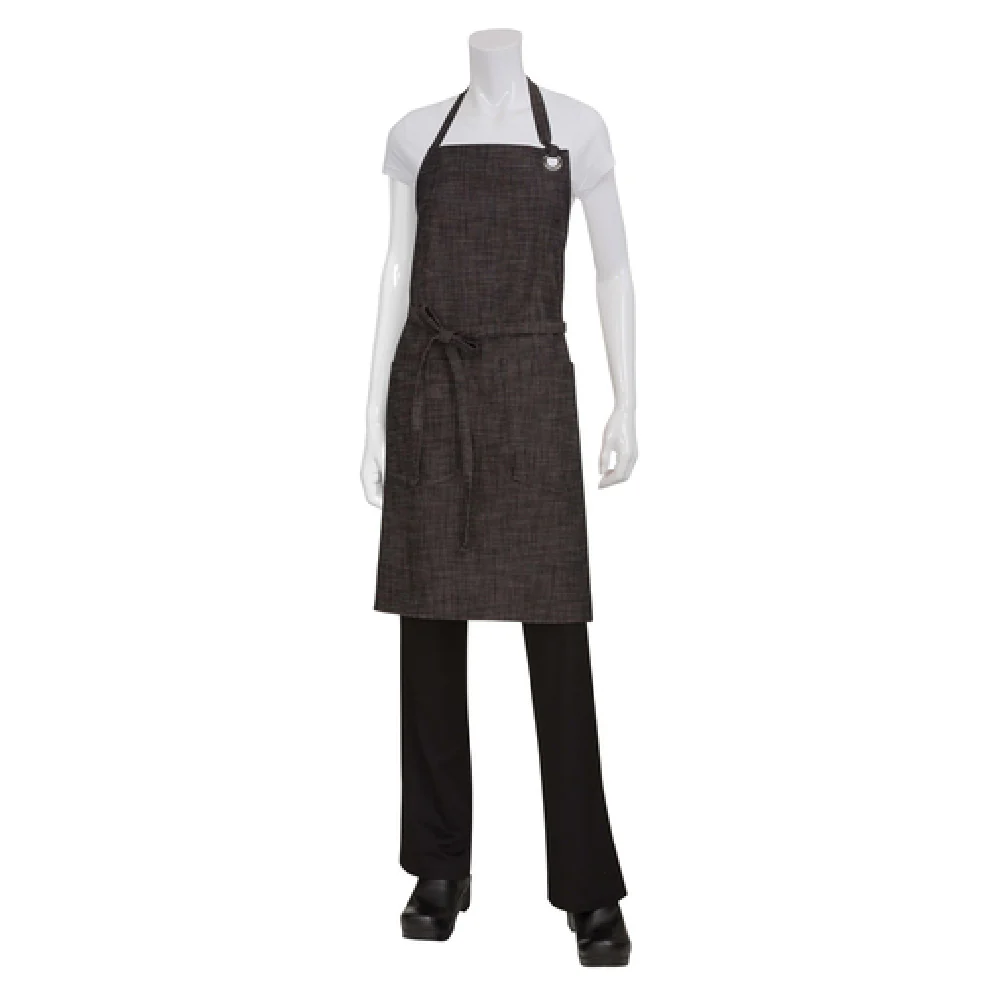 Chef Works ABXX052BBG0 30 Inch Adjustable Neck Bib Apron Burgundy 100% Cotton Denim with Pockets