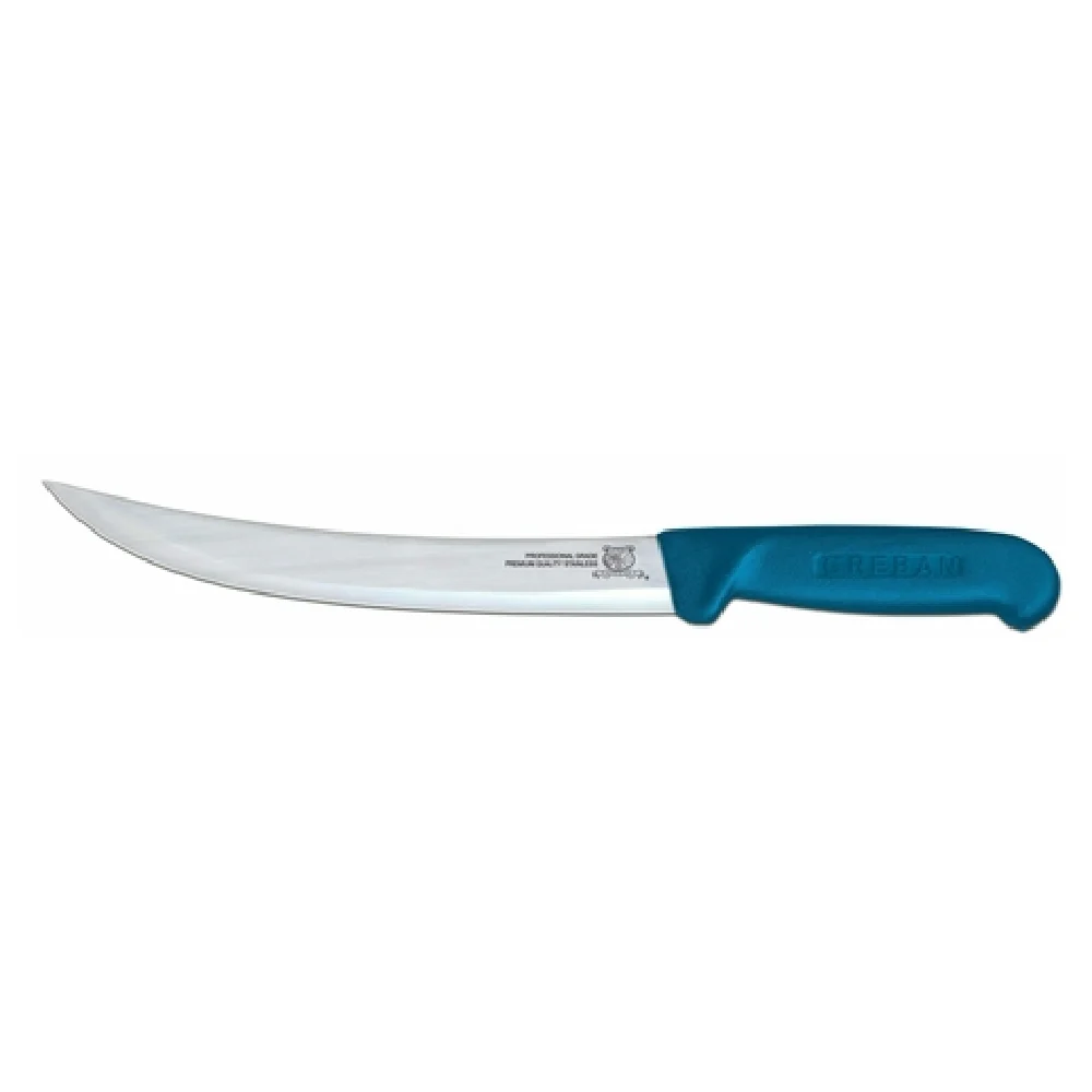 Omcan 12315 8 Inch Curved Blade Breaking Knife Stainless Steel Polypropylene Blue Handle Omcan 12315 8 Inch Curved Blade Breaking Knife Stainless Steel Polypropylene Blue Handle