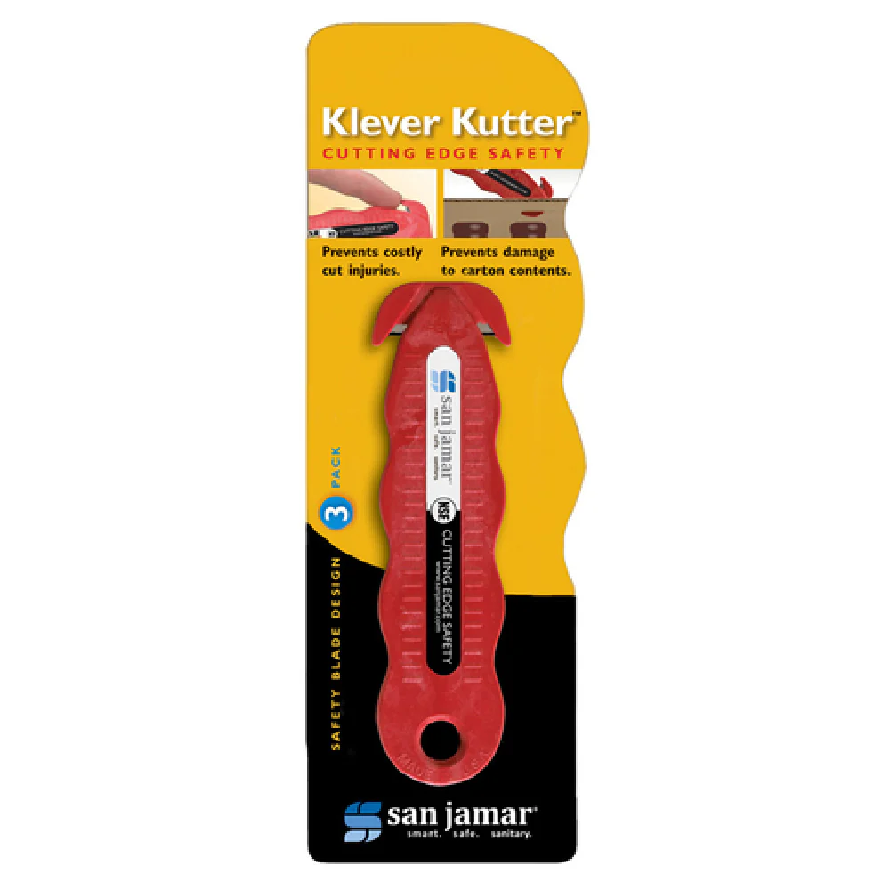 San Jamar KK403 4-1/2 Inch Box Cutter Recessed Stainless Steel Blade Red Plastic
