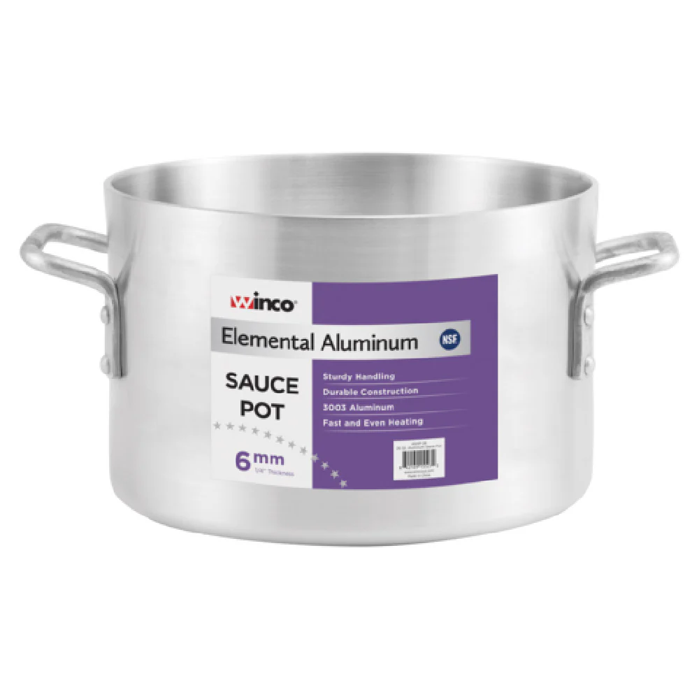 Winco ASHP-20 20 Quart Aluminum Sauce Pot Riveted Handles NSF