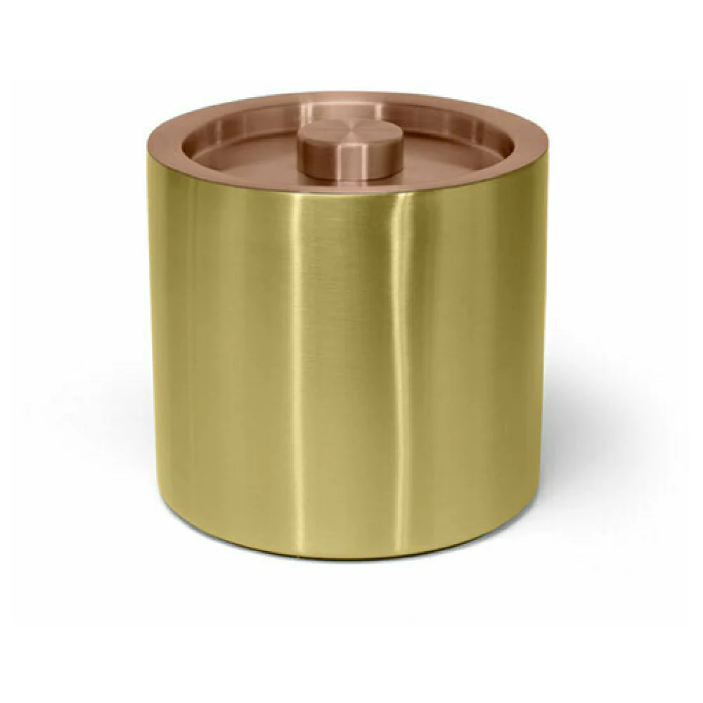 FOH RIB075GOS21 3qt Round Brushed Stainless Ice Bucket Matte Brass With Rose Gold Lid FOH RIB075GOS21 3qt Round Brushed Stainless Ice Bucket Matte Brass With Rose Gold Lid
