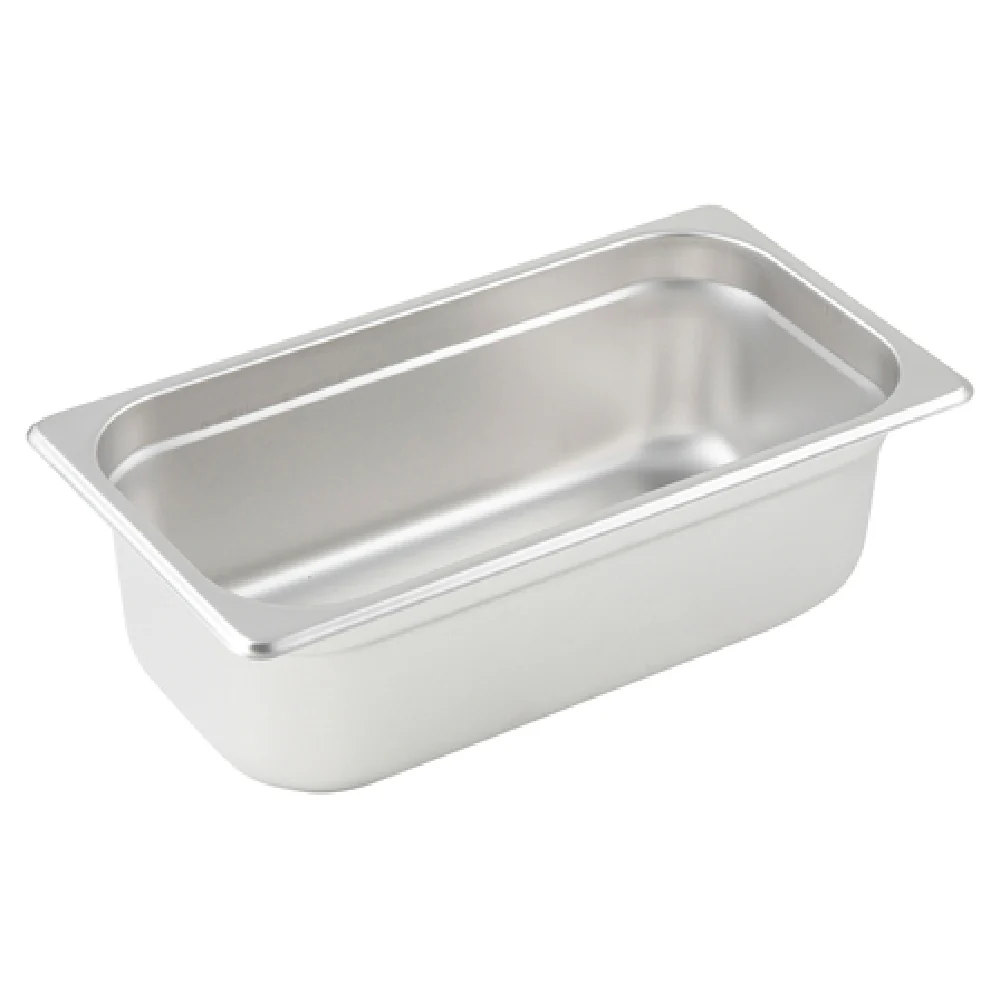 Winco SPJL-304 12-3/4 Inch Steam Table Pan 25 Gauge Stainless Steel with Anti-Jamming