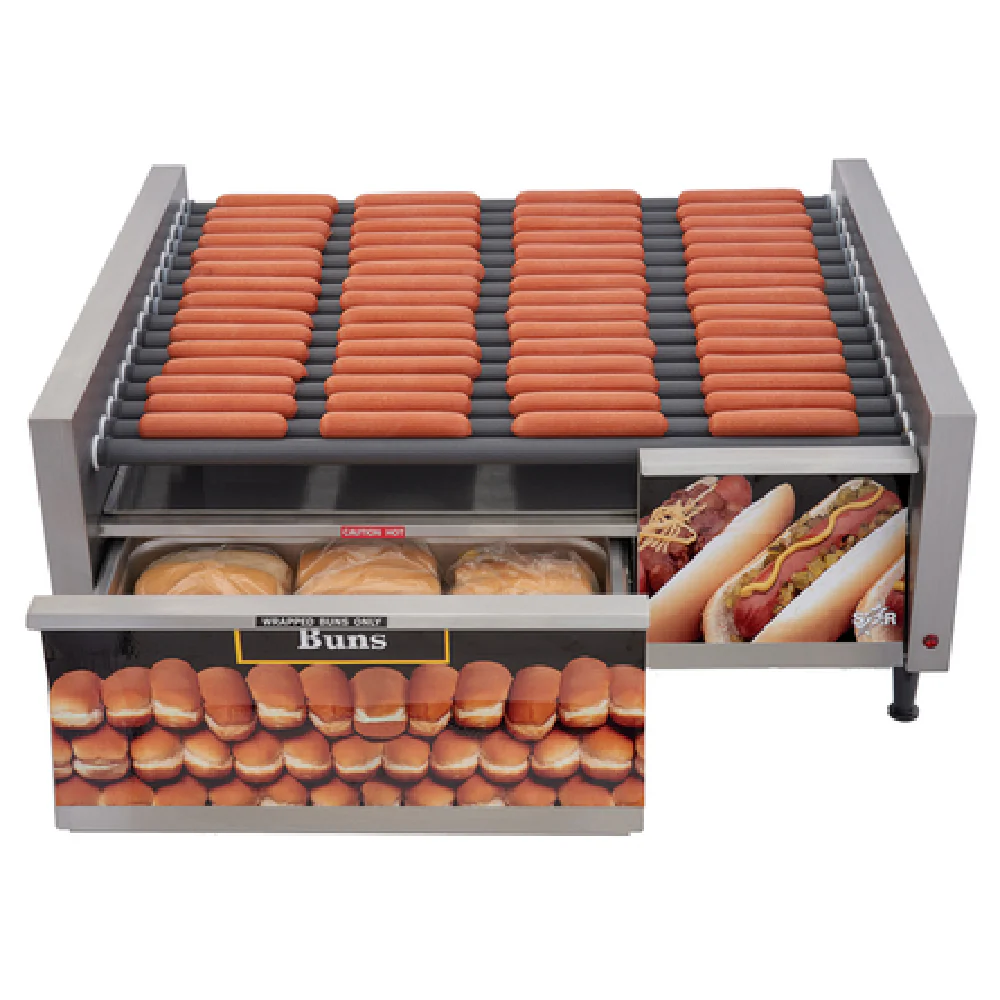 Star 75SCBDE_230/50/1 35 Inch Electric Hot Dog Grill with Integrated Bun Drawer Star 75SCBDE_230/50/1 35 Inch Electric Hot Dog Grill with Integrated Bun Drawer