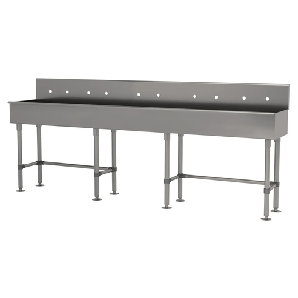 Advance Tabco 19-FM-100-F 100 Inch Multiwash Hand Sink with Stainless Steel Legs Advance Tabco 19-FM-100-F 100 Inch Multiwash Hand Sink with Stainless Steel Legs
