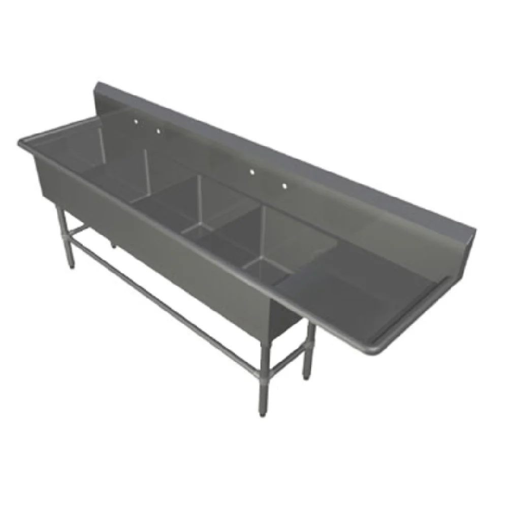 John Boos 44PB1824-1D24R 100-3/16 Inch Pro-Bowl Sink 14 Gauge Stainless Steel with 4 Compartments