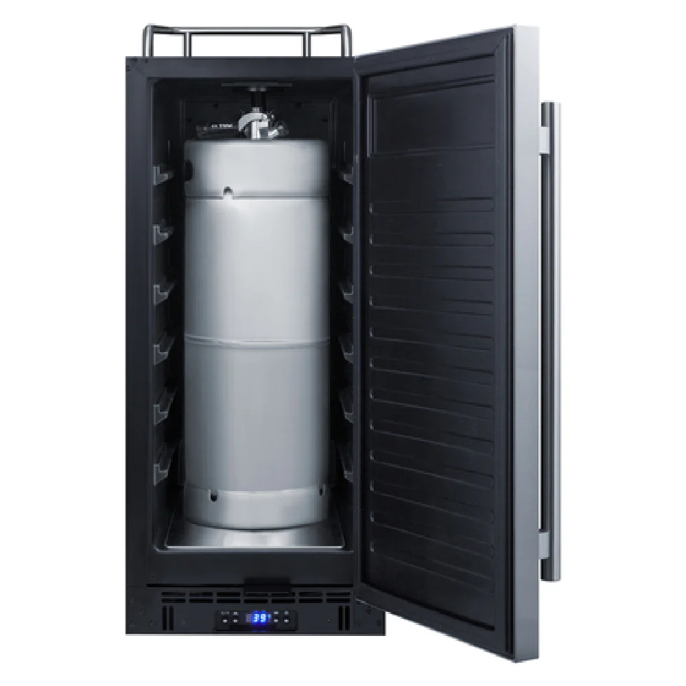 Summit SBC15NK 15 Inch Draft Beer Cooler Dispenser Built-in and Freestanding Black Stainless Steel Summit SBC15NK 15 Inch Draft Beer Cooler Dispenser Built-in and Freestanding Black Stainless Steel
