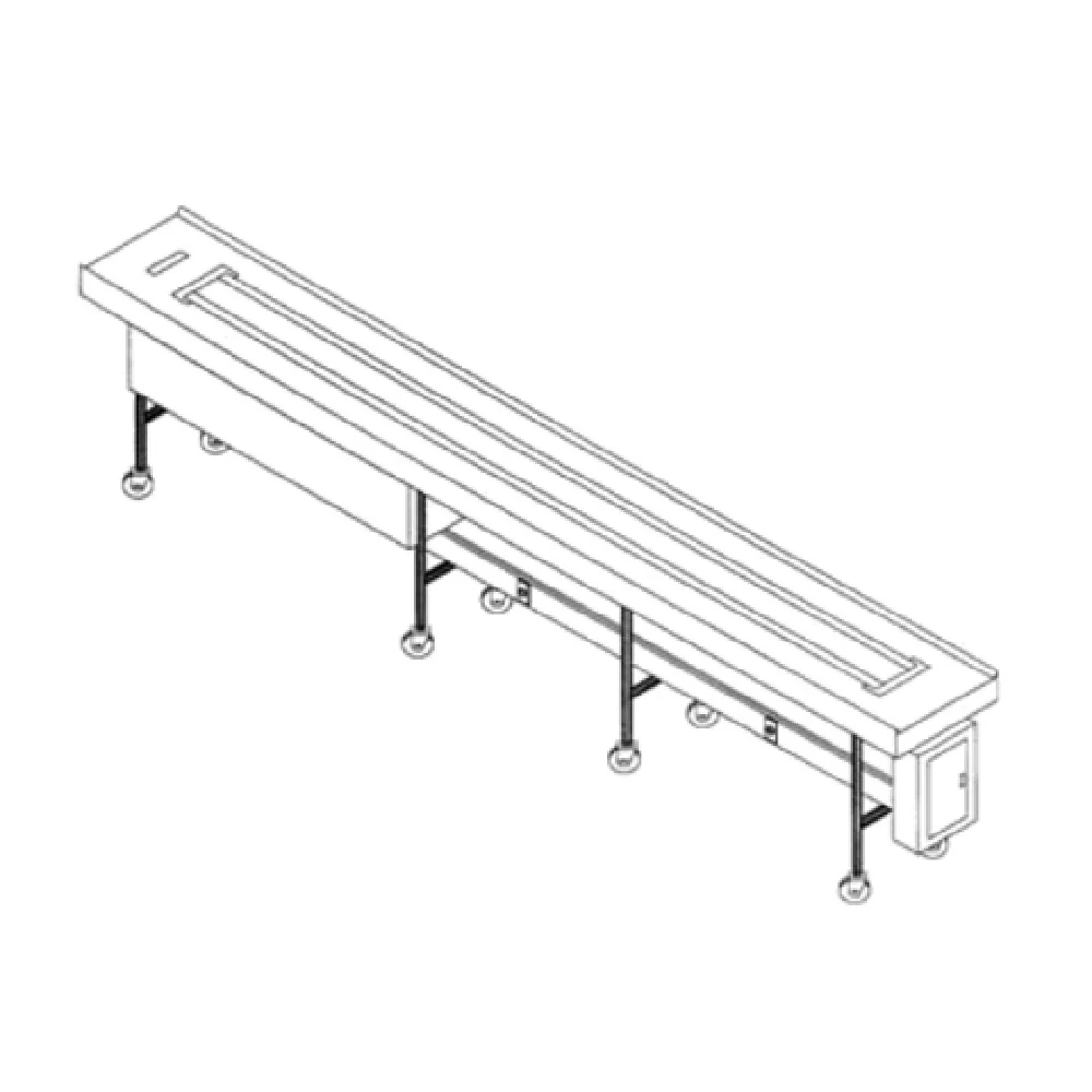 Dinex DXIESB16 16' Length Electric Tray Make-Up Conveyor Dual Urethane Belts Stainless Steel and Air Glide Pan
