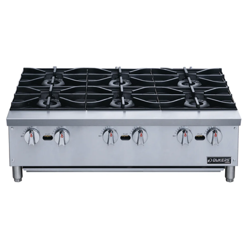 Dukers Appliance Co. DCHPA36 36 Inch Gas Hotplate Countertop 6 Burners 192000 BTU