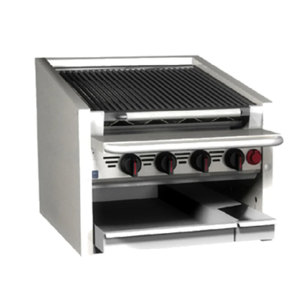 Magikitchn SE14RS-6FD_240/60/1 72 Inch Radiant Charbroiler Gas Countertop with Stainless Steel
