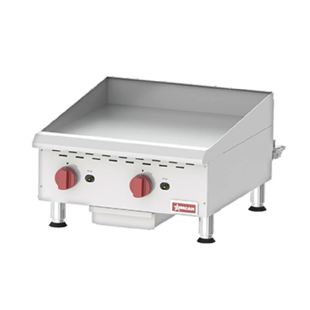 Omcan 43730 24 Inch Gas Countertop Griddle with Polished Steel Plate 60 000 BTU