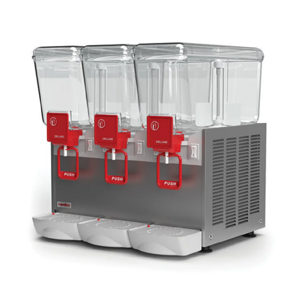Monaco Foodservice UEAD303K0 21 Inch Electric Beverage Dispenser 3 Bowl Stainless Steel with Removable Faucets