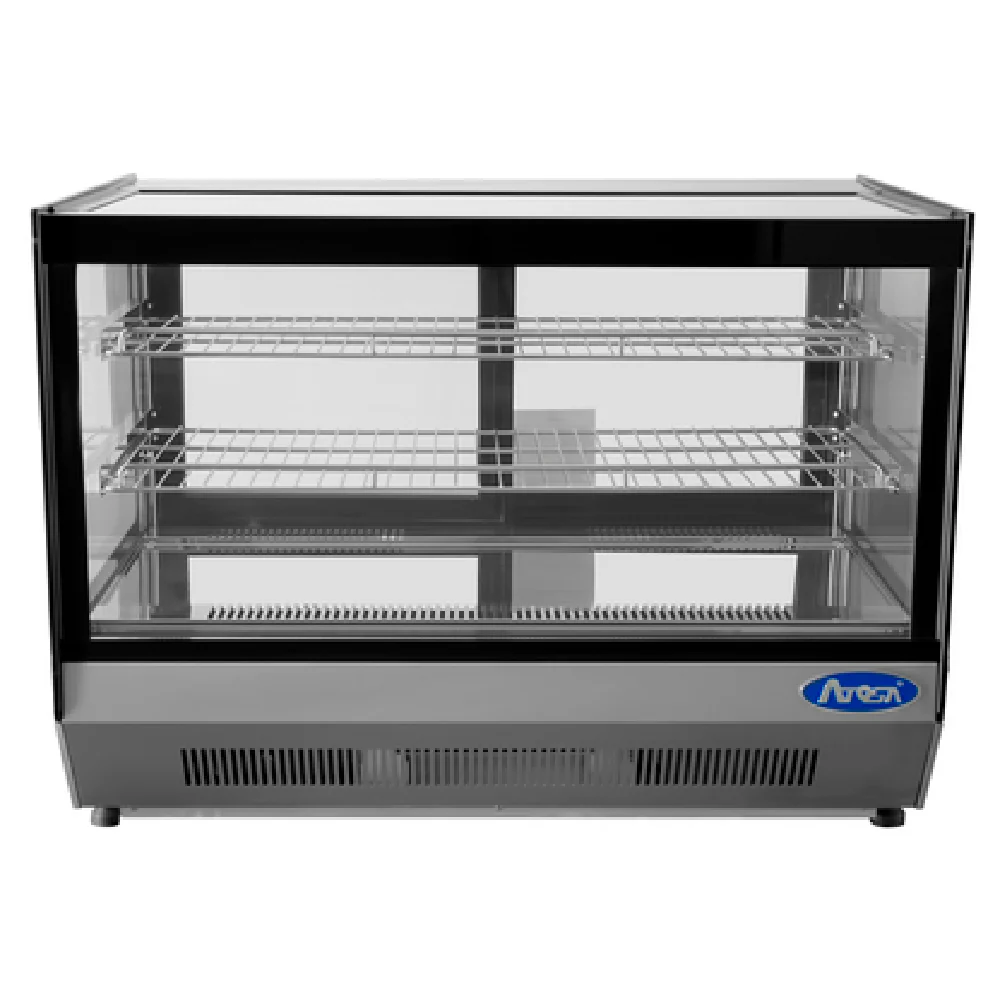 Atosa CRDS-56 35-2/5 Inch Refrigerated Display Case Countertop 5.6 cu ft Stainless Steel with Sliding Doors