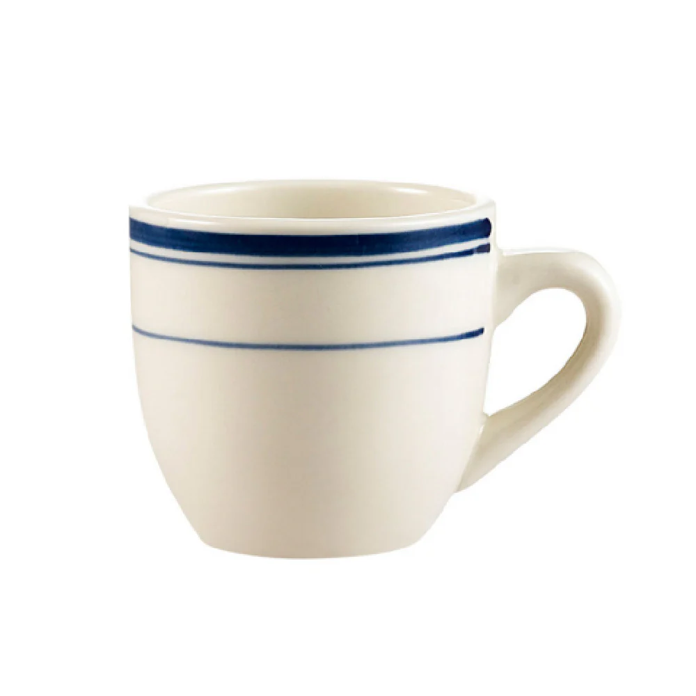 CAC China BLU-35 3-1/2 Oz Blue Line Demitasse Cup Ceramic with Dishwasher Safe