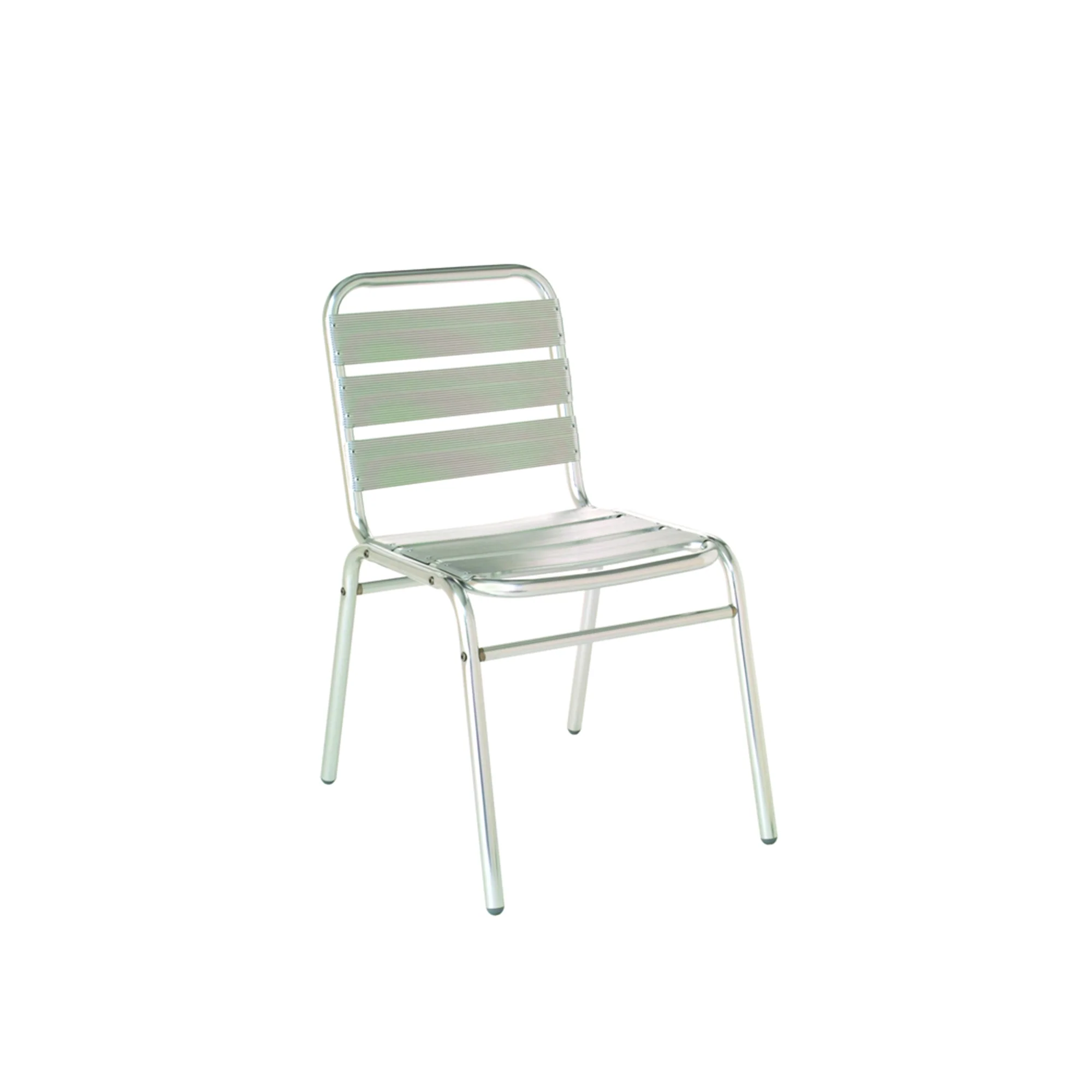 emuamericas llc AH1000-00-00 19 Inch Outdoor Side Stacking Chair Aluminum Slat Back with PVC Caps