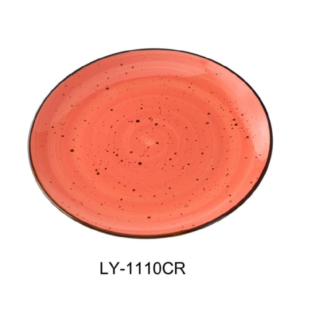Yanco LY-1110CR 10-1/4 Inch Plate Coupe Coral Porcelain with Dishwasher Safe