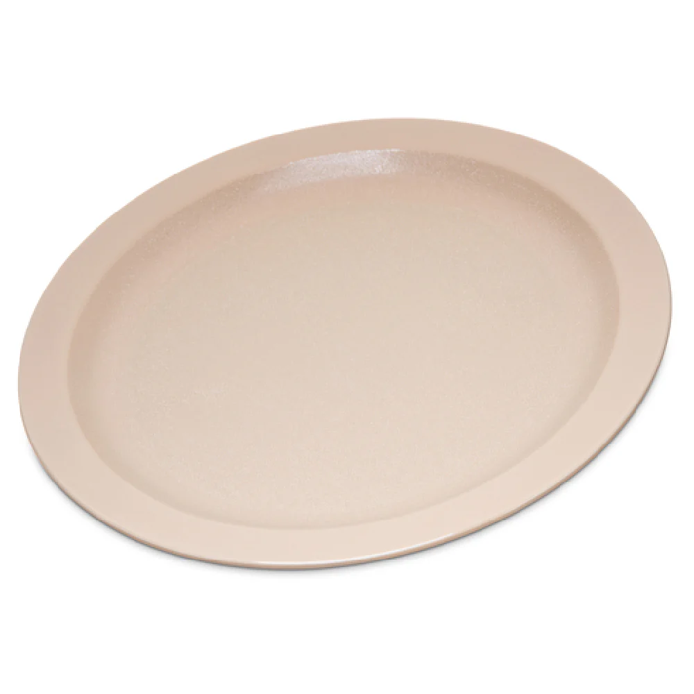 Carlisle PCD21025 10 Inch Diameter Narrow Rim Plastic Plate Tan with Stain Break Chip Scratch Resistance Carlisle PCD21025 10 Inch Diameter Narrow Rim Plastic Plate Tan with Stain Break Chip Scratch Resistance