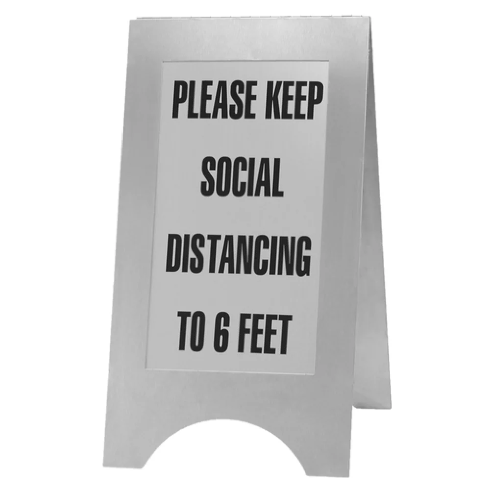 Cal Mil 852-55SD 12 Inch Social Distancing Sign Double-sided Stainless Steel