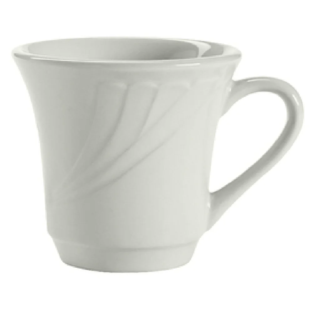 Tuxton YPF-070 6 Oz Cup Tall Embossed Porcelain White - 36 Cups per Case