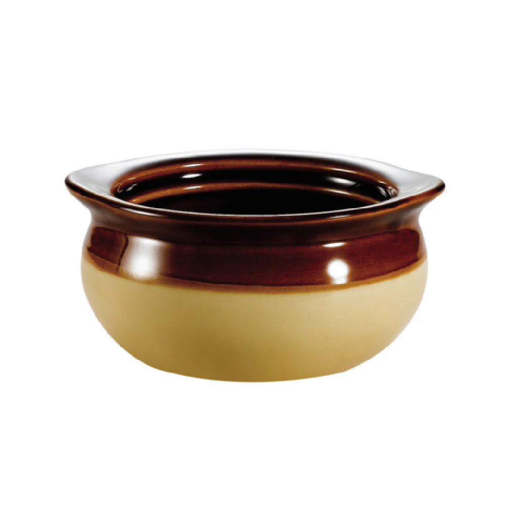 CAC China OC-10-C 10 Oz. Onion Soup Crock Round Ceramic with Dishwasher Safe