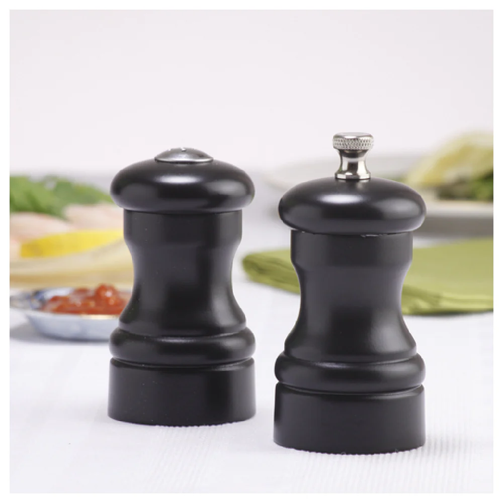 Chef Specialties 4500 4 Inch Wooden Pepper Mill and Salt Shaker Ebony Finish Chef Specialties 4500 4 Inch Wooden Pepper Mill and Salt Shaker Ebony Finish