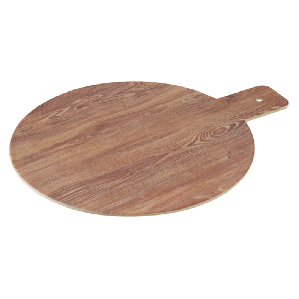 Yanco WD-109 8-1/2 Inch Round Serving Tray with Handle Melamine Wood Look