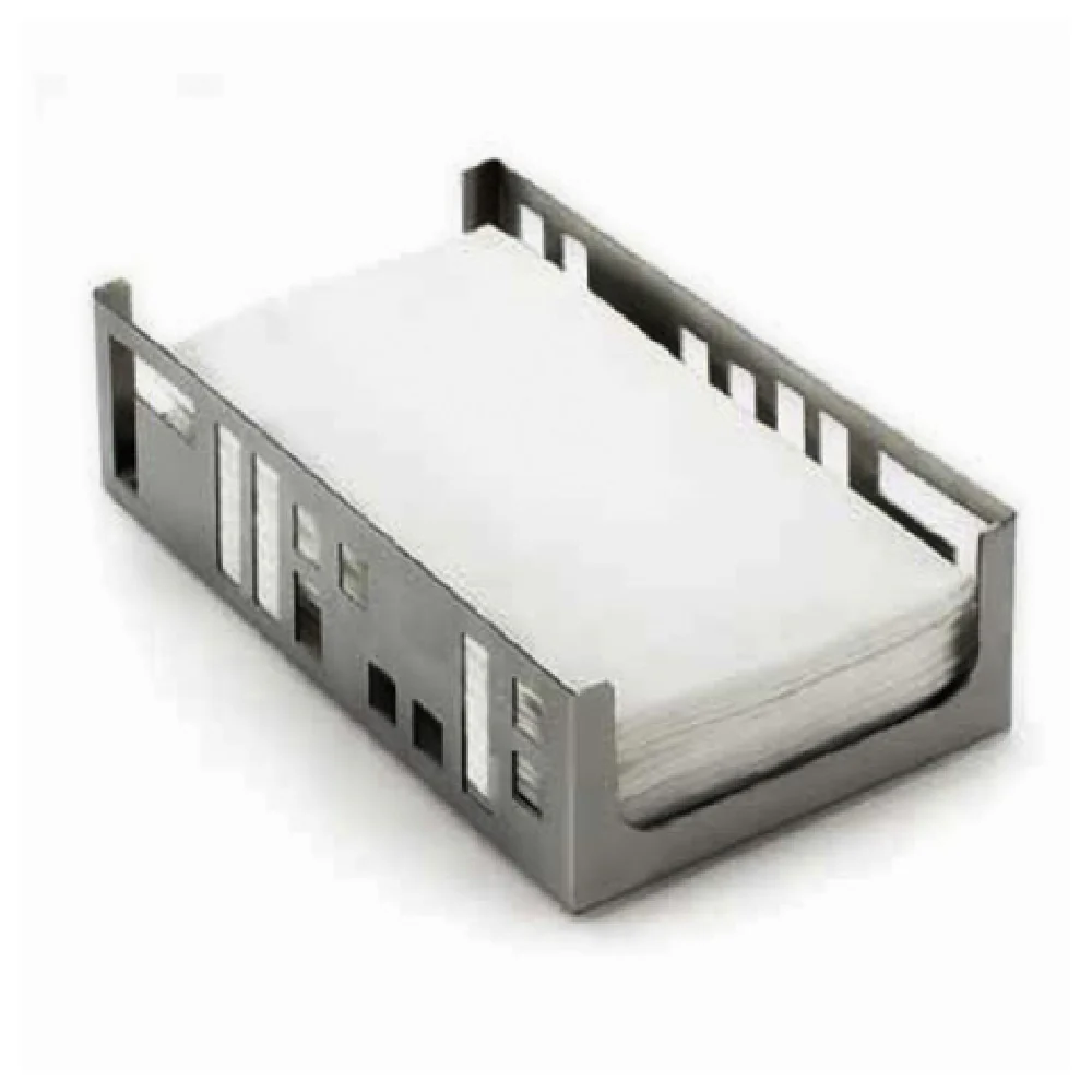 Cal Mil 1606-55 9-1/4 Inch Squared Napkin Holder Stainless Steel with Geometric Cutouts