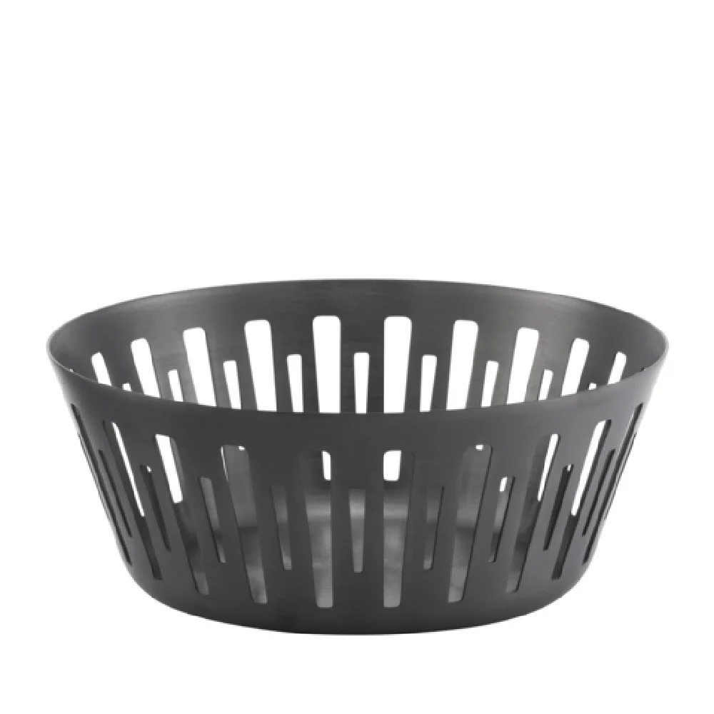 Service Ideas DB-75BX 6.5 Inch Round Bread Basket with Brushed Finish Metal