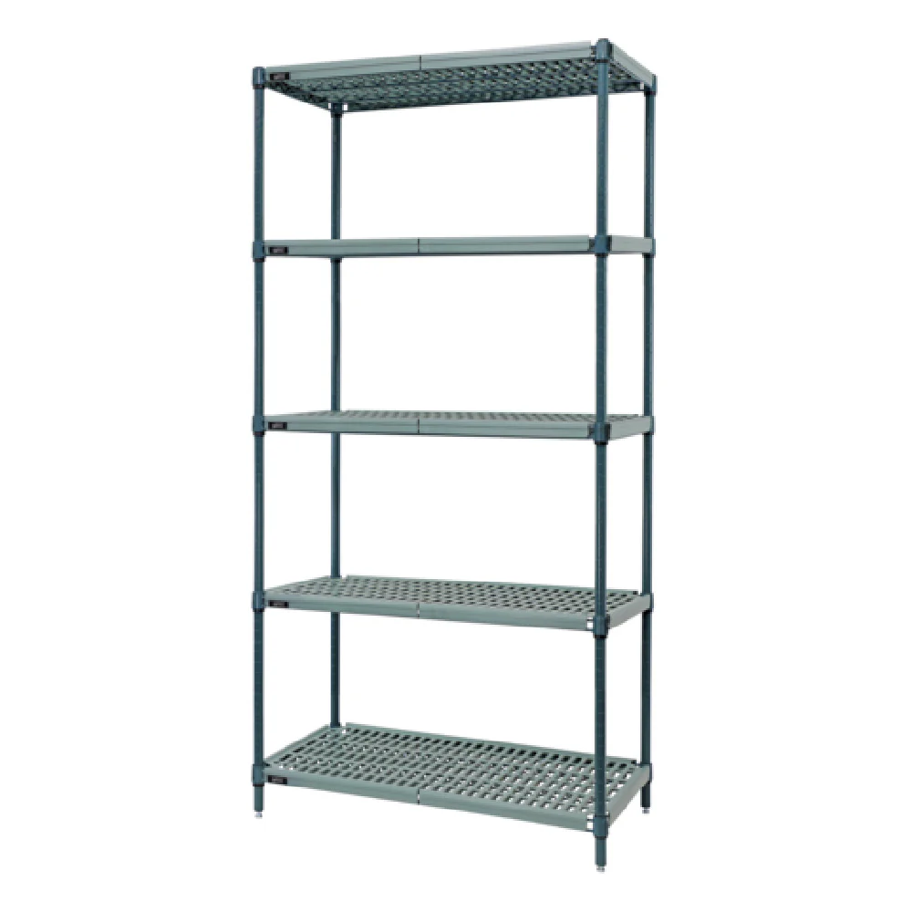 Quantum WR86-2148WPM-5 48 Inch Wide 5-tier Shelving Unit Plastic with Metal Post Green Epoxy Antimicrobial Quantum WR86-2148WPM-5 48 Inch Wide 5-tier Shelving Unit Plastic with Metal Post Green Epoxy Antimicrobial