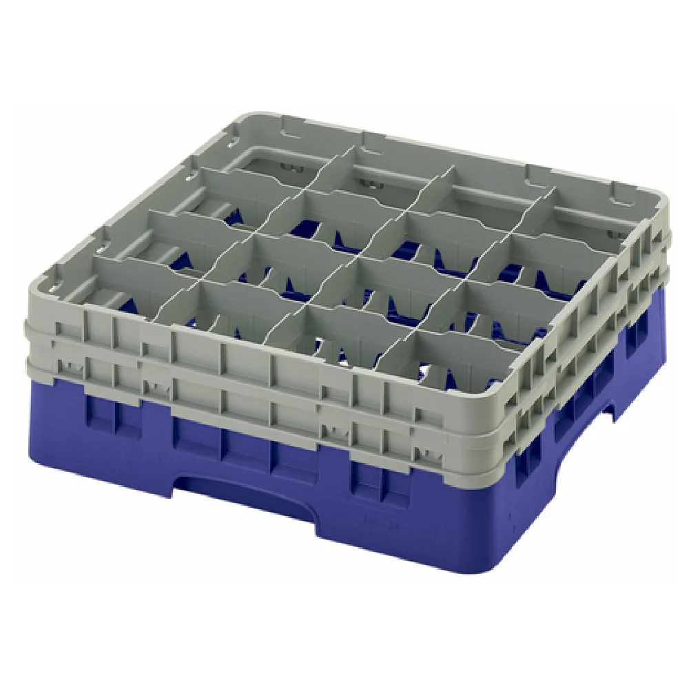 Cambro 16S534186 Full Size Stainless Steel Glass Rack with (2) Soft Gray Extenders