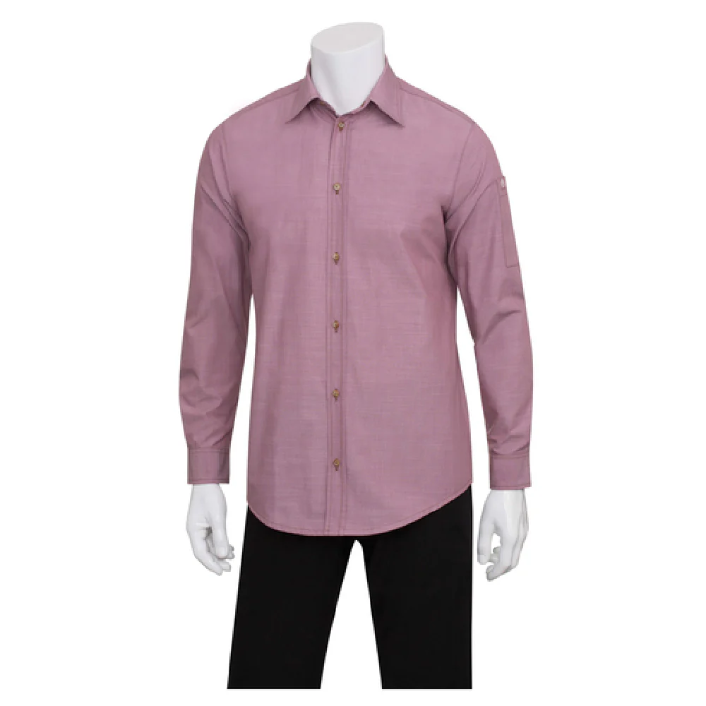 Chef Works SLMCH005-DUR-XL Men's Dress Shirt Roll-up Long Sleeves Dusty Rose Chef Works SLMCH005-DUR-XL Men's Dress Shirt Roll-up Long Sleeves Dusty Rose