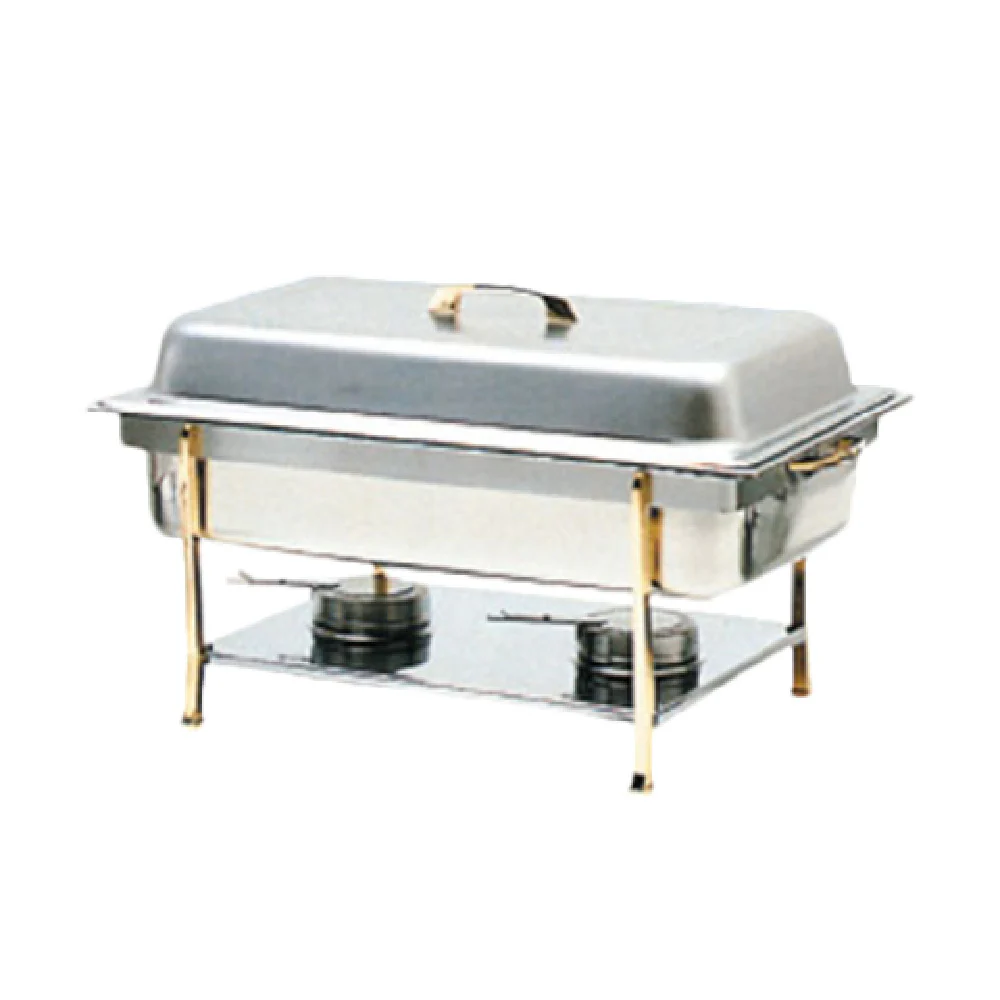 Thunder Group SLRCF0840 8 Quart Chafing Dish Lift-off Cover Brass Trimmed Stainless Steel