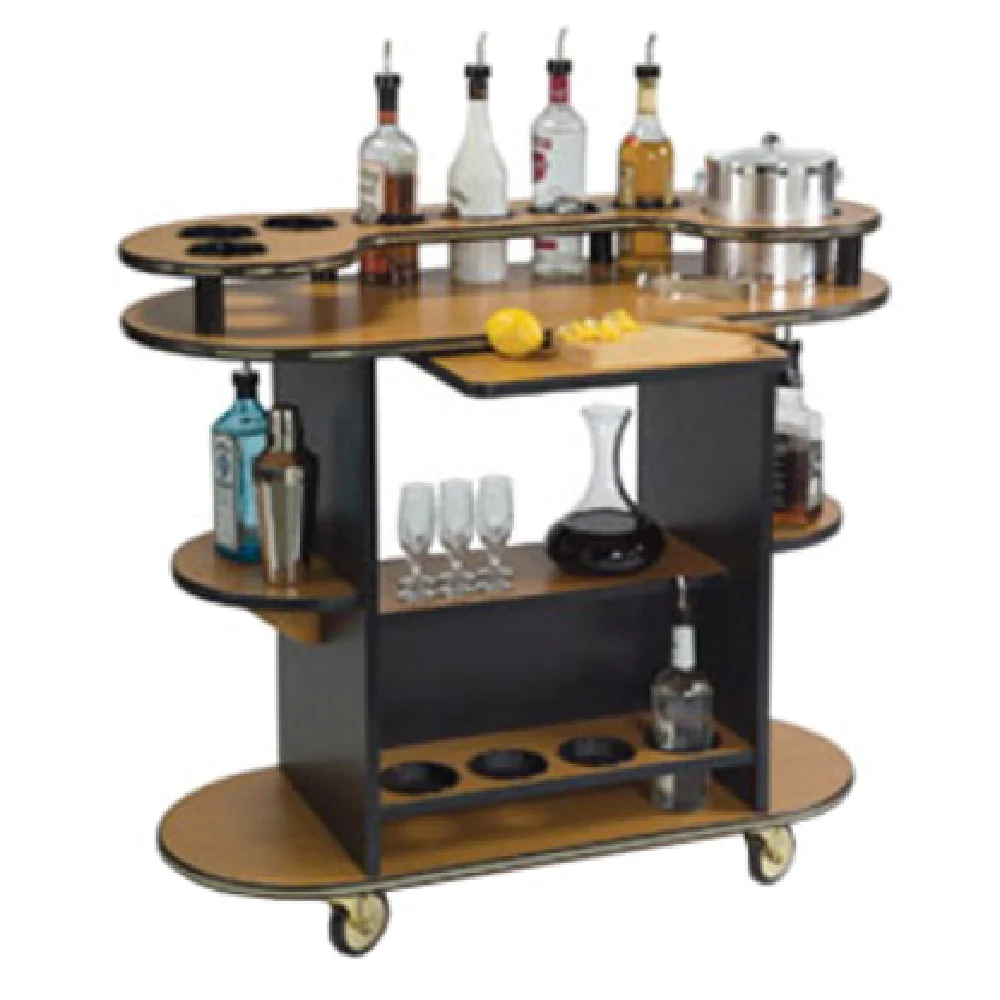 Lakeside 37210_Pewter Brush 45 Inch Liquor Cart Oval with 3 Shelves and Casters