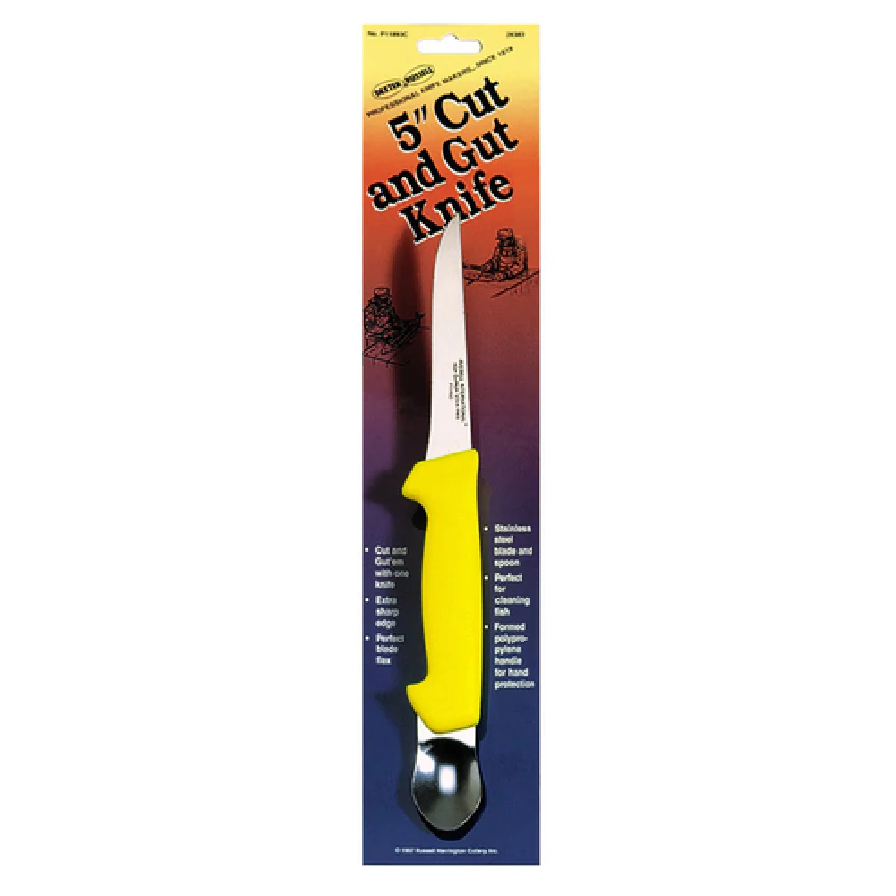 Dexter Russell P11893C 5 Inch Cut and Gut Knife Stain-free High-carbon Steel Yellow Handle Dexter Russell P11893C 5 Inch Cut and Gut Knife Stain-free High-carbon Steel Yellow Handle