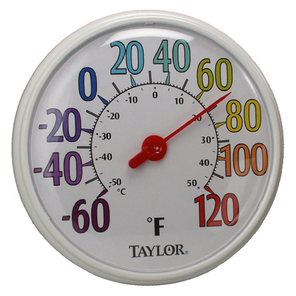 Taylor 6714 13-1/4 Inch Dial Thermometer Shatterproof Indoor Outdoor Taylor 6714 13-1/4 Inch Dial Thermometer Shatterproof Indoor Outdoor