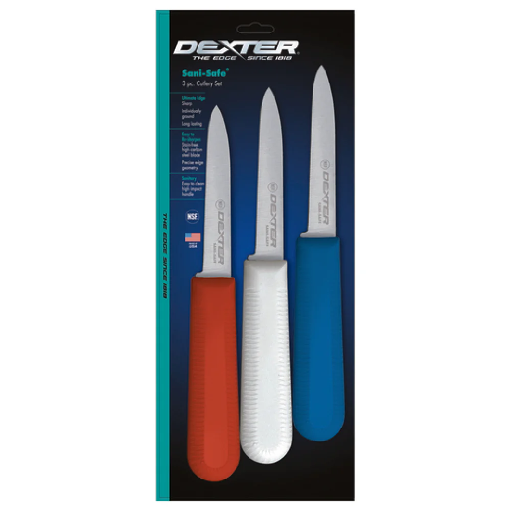 Dexter Russell S104-3RWC 3-1/4 Inch Blade 3 Inch Handle Paring Knife High Carbon Stainless Steel Assorted Colors with Textured Grip Dexter Russell S104-3RWC 3-1/4 Inch Blade 3 Inch Handle Paring Knife High Carbon Stainless Steel Assorted Colors with Textured Grip