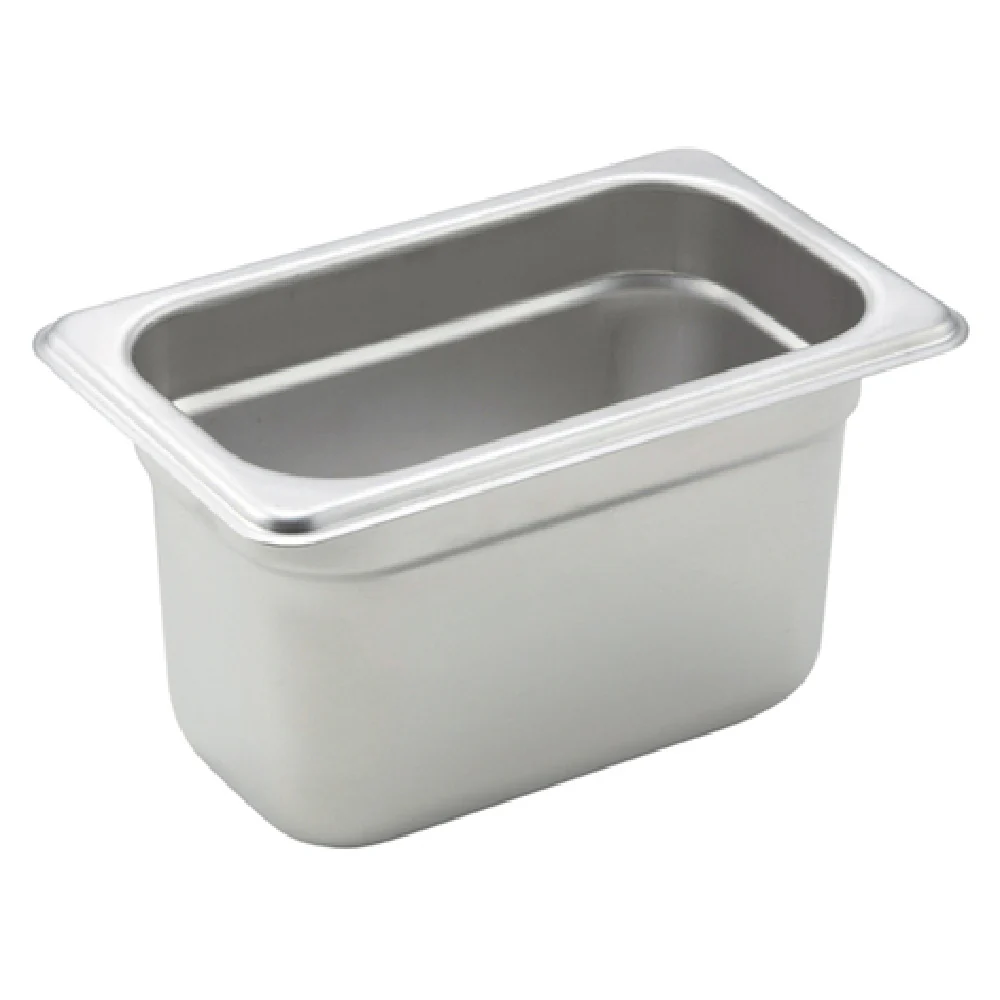 Winco SPJH-904 6-3/4 Inch Steam Table Pan 22 Gauge Stainless Steel with Anti-jamming