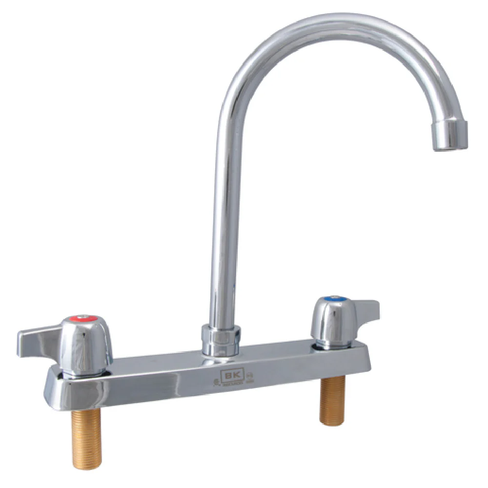 BK Resources BK8D-3G-G 8 Inch Gooseneck Faucet Deck Mount Lead Free Polished Chrome