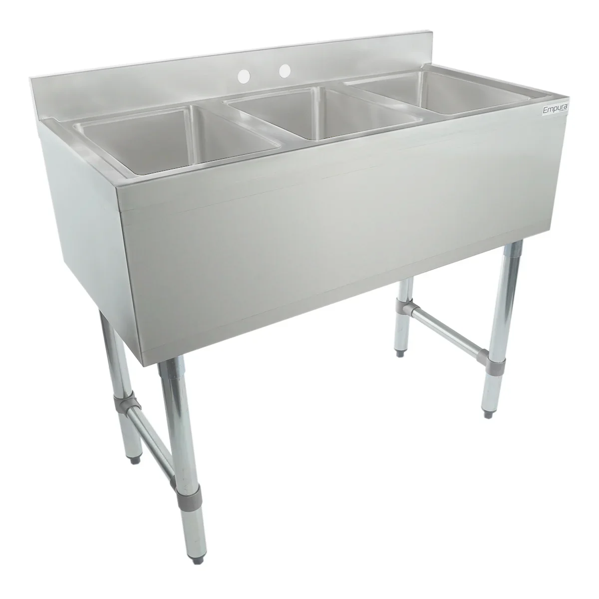 Empura EB3B101410 38 Inch Underbar Sink Stainless Steel 3 Compartment with Bowls