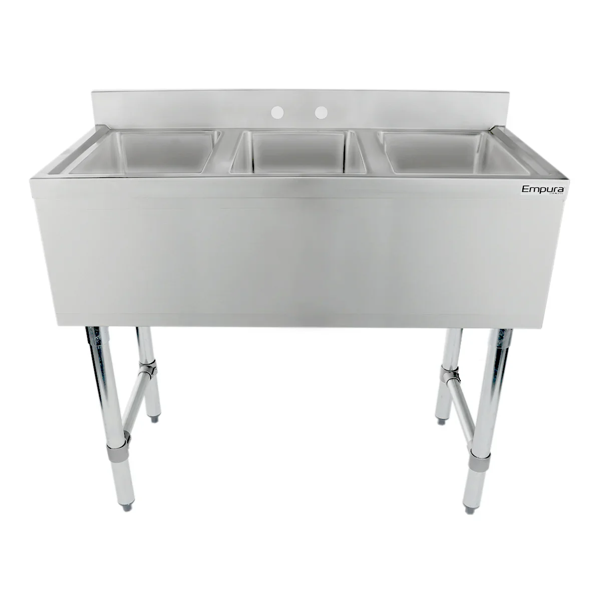 Empura EB3B101410 38 Inch Underbar Sink Stainless Steel 3 Compartment with Bowls Empura EB3B101410 38 Inch Underbar Sink Stainless Steel 3 Compartment with Bowls