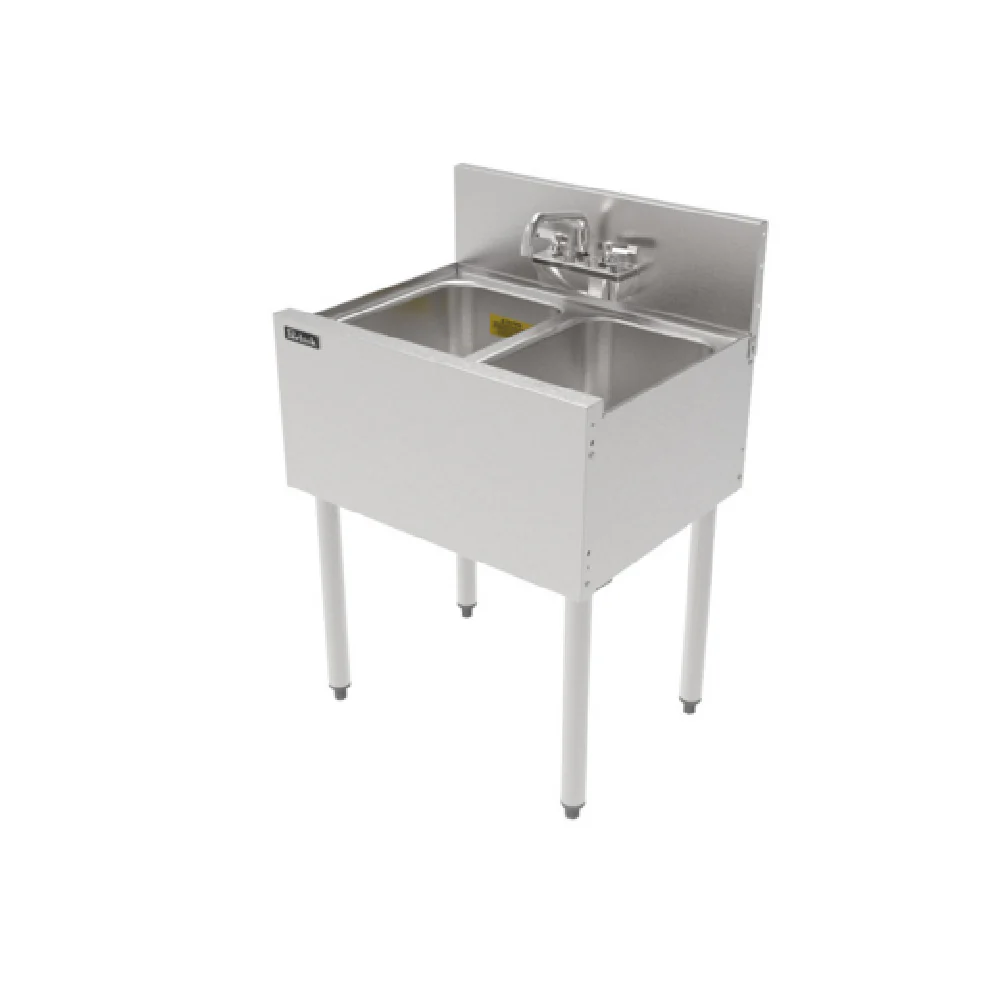 Perlick TS24M2 24 Inch Stainless Steel Underbar Multi-tank Sink Unit with Two Compartments