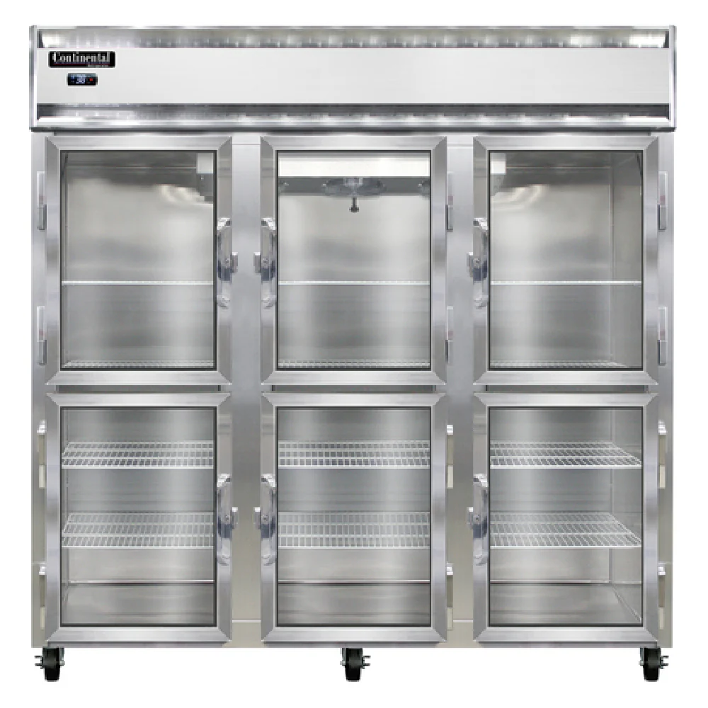 Continental Refrigerator 3RNGDHD 78 Inch Three Section Reach-in Refrigerator Self-contained Aluminum Interior and Stainless Steel Front Continental Refrigerator 3RNGDHD 78 Inch Three Section Reach-in Refrigerator Self-contained Aluminum Interior and Stainless Steel Front
