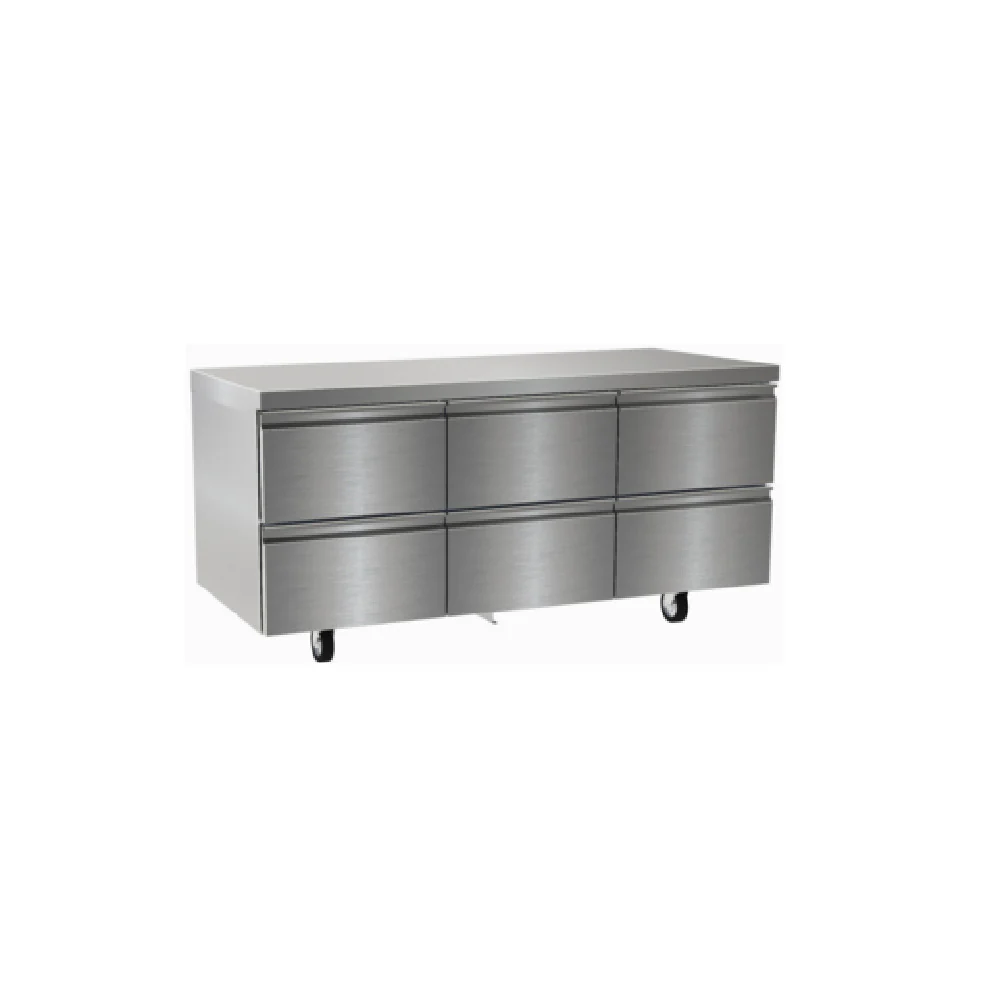 Delfield D4472NP 72 Inch Refrigerated Worktop Electric 3 Section with 6 Drawers