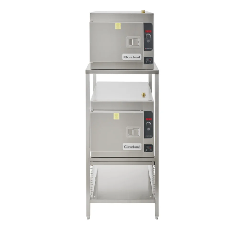Cleveland (2) 21CET8_208/60/1 24 Inch Double Stack Electric Convection Steamer with Equipment Stand Cleveland (2) 21CET8_208/60/1 24 Inch Double Stack Electric Convection Steamer with Equipment Stand