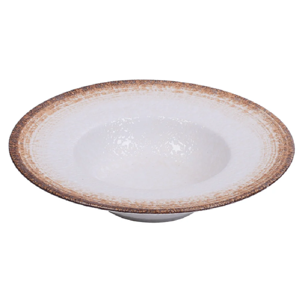 Yanco RO-2610 9-1/4 Inch Dessert Soup Plate 10 Oz Porcelain with Brown Glaze Yanco RO-2610 9-1/4 Inch Dessert Soup Plate 10 Oz Porcelain with Brown Glaze