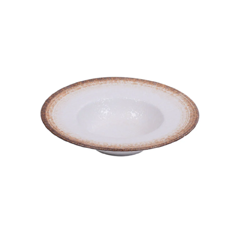 Yanco RO-2610 9-1/4 Inch Dessert Soup Plate 10 Oz Porcelain with Brown Glaze Yanco RO-2610 9-1/4 Inch Dessert Soup Plate 10 Oz Porcelain with Brown Glaze