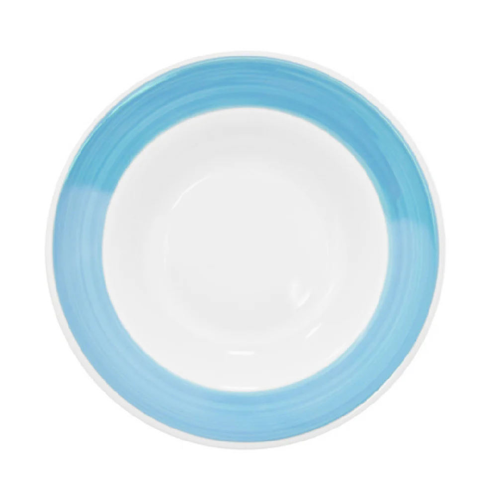 CAC China R-125-BLU 30 Oz Rainbow Pasta Bowl 12-3/4 Inch Ceramic Blue