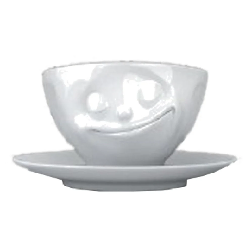 BauscherHepp 144002 6.6 Oz Cup Porcelain White with Embossed Happy Face