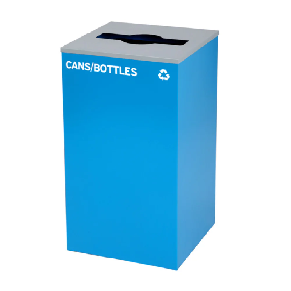 Alpine Industries ALP4450-KIT-BLU-M-CB 16 Inch Recycling Bin Metal Blue with Mixed Opening Lid